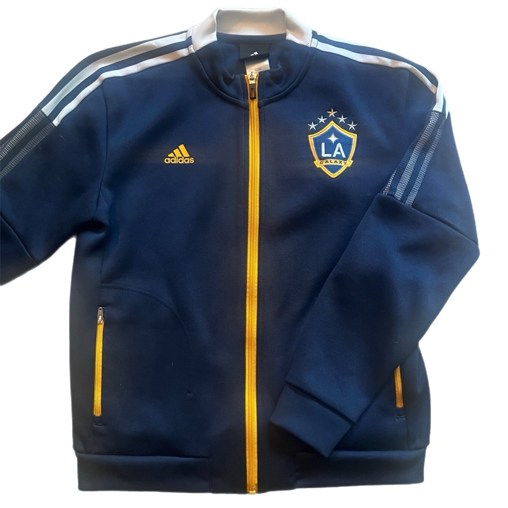 Boys, size M 10/12 La galaxy, adidas, zip track jacket. Like new condition